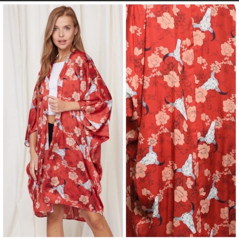 Gorgeous red floral kimono